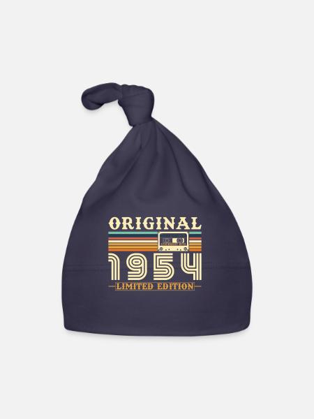 Original 1954 Jahrgang Geburtstag Geschenk - Baby Bio-Mütze - Navy - Vorne