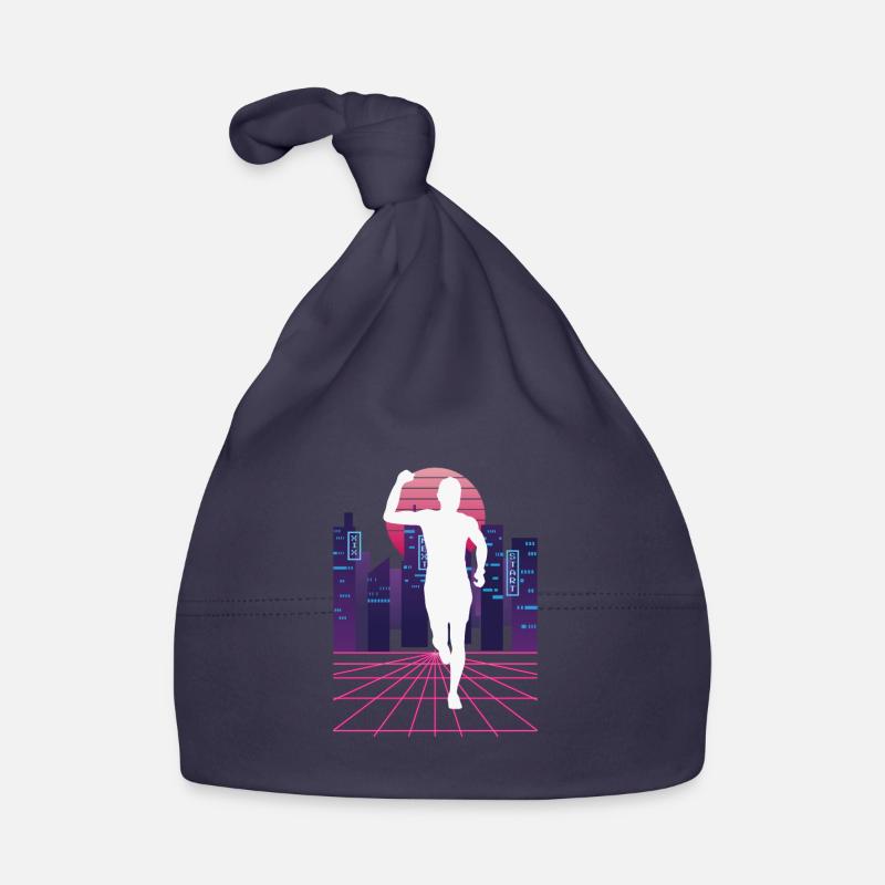 Vaporwave Synthwave Skyline Marathon, Trail Running Bonnet bio Bébé
