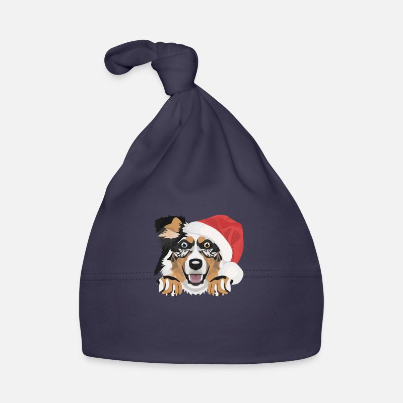 Berger australien Joyeux Noël - Bonnet bio Bébé - marine