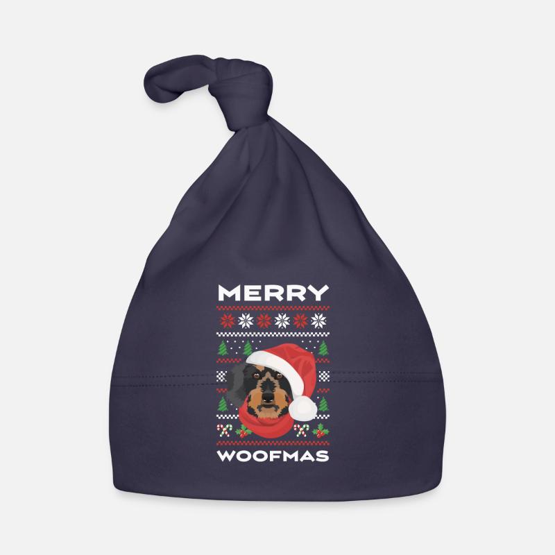Teckel à poil dur Joyeux Noël Bonnet bio Bébé