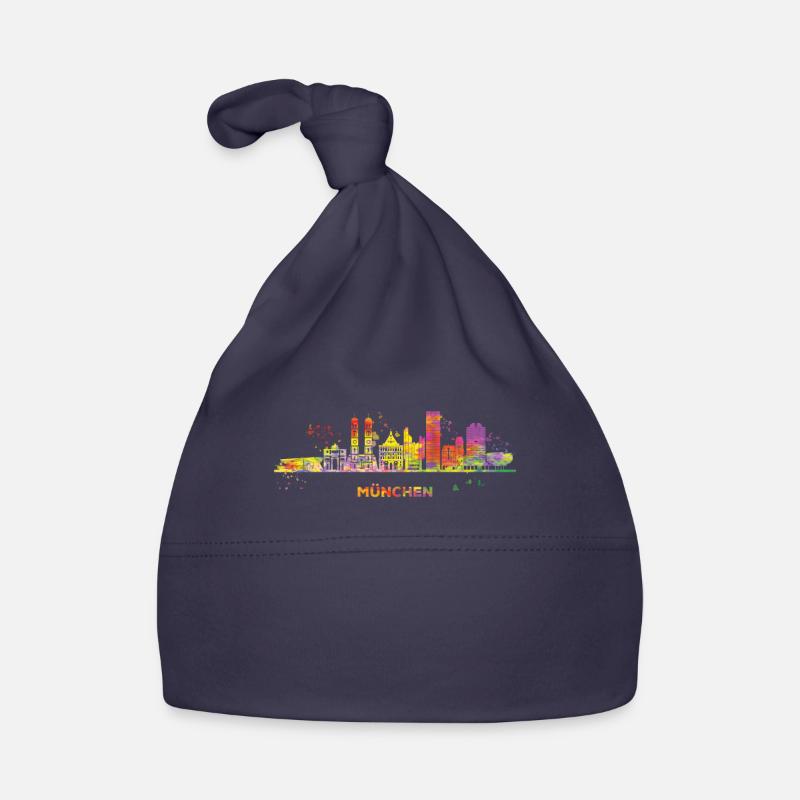 Munich Skyline Colorful Cityscape Munich Organic Baby Cap