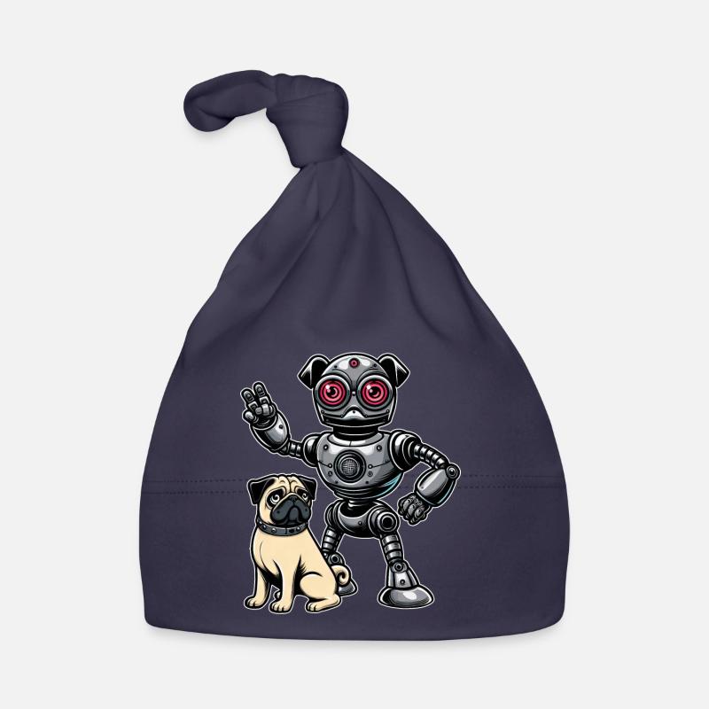 Mops Roboter und Herrchen Freunde Baby Bio-Mütze