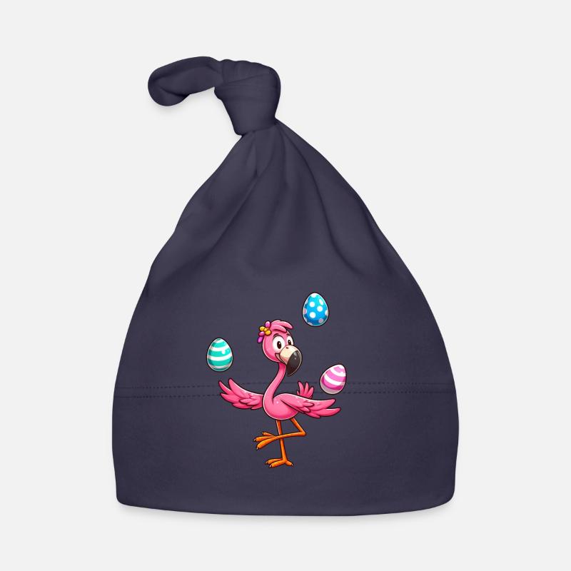Flamingo Juggler with Easter Eggs Feast Organic Baby Cap
