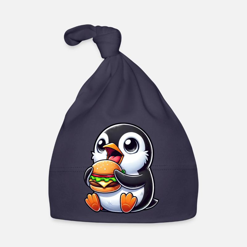 pingouin mignon hamburger dessin animé restauration rapide Bonnet bio Bébé