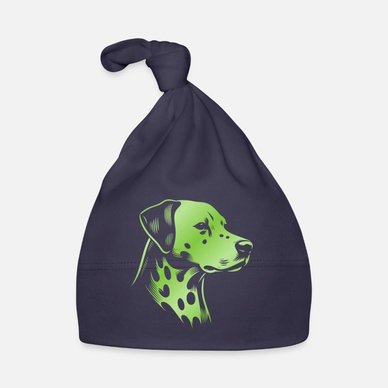 Dalmatian, dog head, drawing green Organic Baby Cap