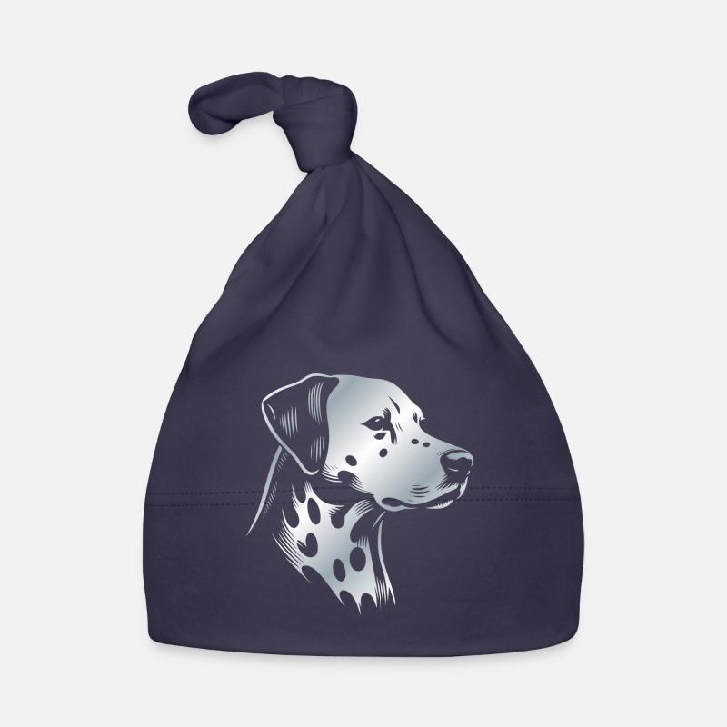 Dalmatiner, Hundekopf, Zeichnung silber Baby Bio-Mütze