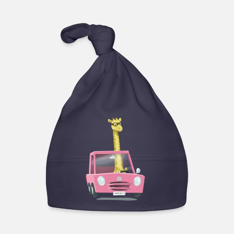 Giraffe car - Bonnet bio Bébé - marine