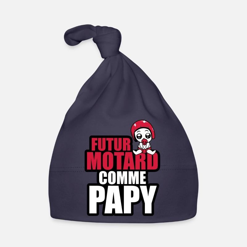 futur motard comme papy - Bonnet bio Bébé - marine
