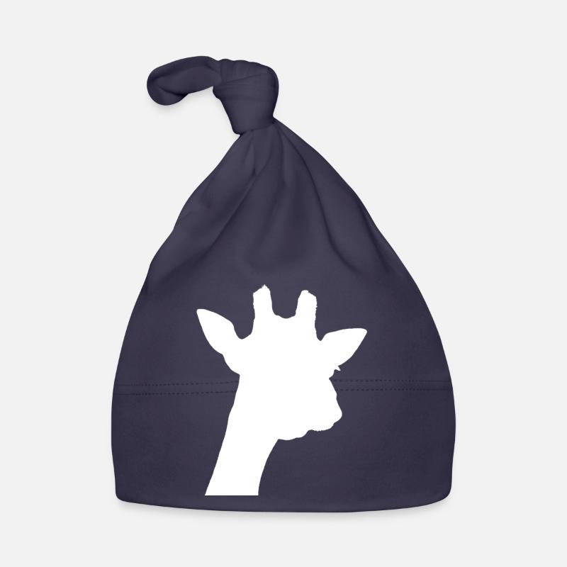 giraffe blanc - Bonnet bio Bébé - marine