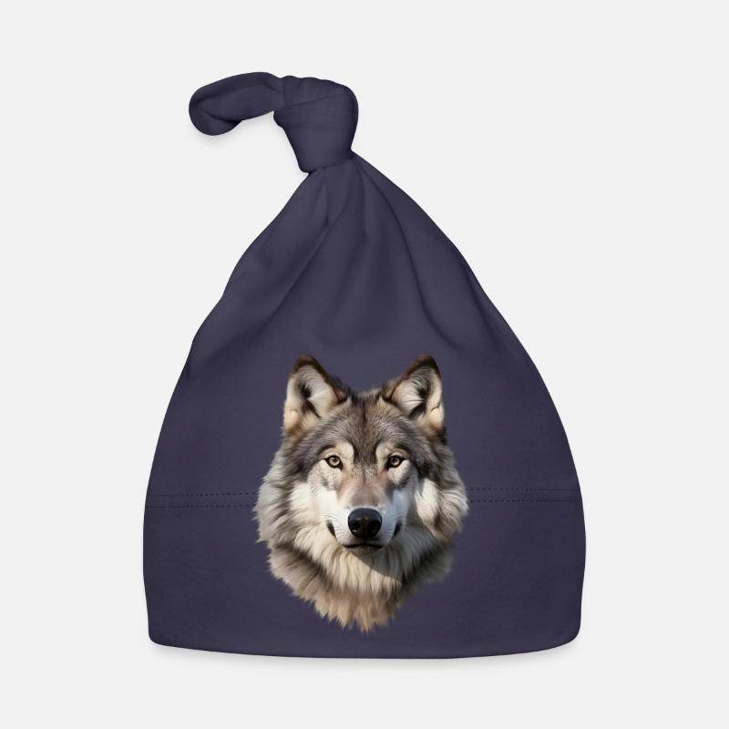 Wolf (weiß/grau) Baby Bio-Mütze