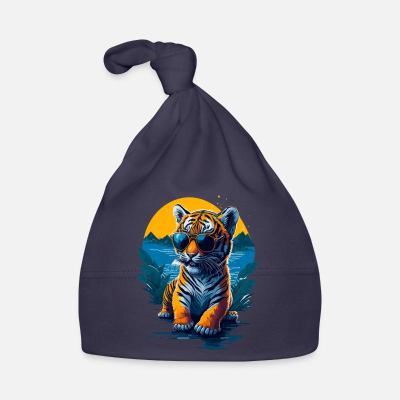 Mignon bébé tigre - Bonnet bio Bébé - marine