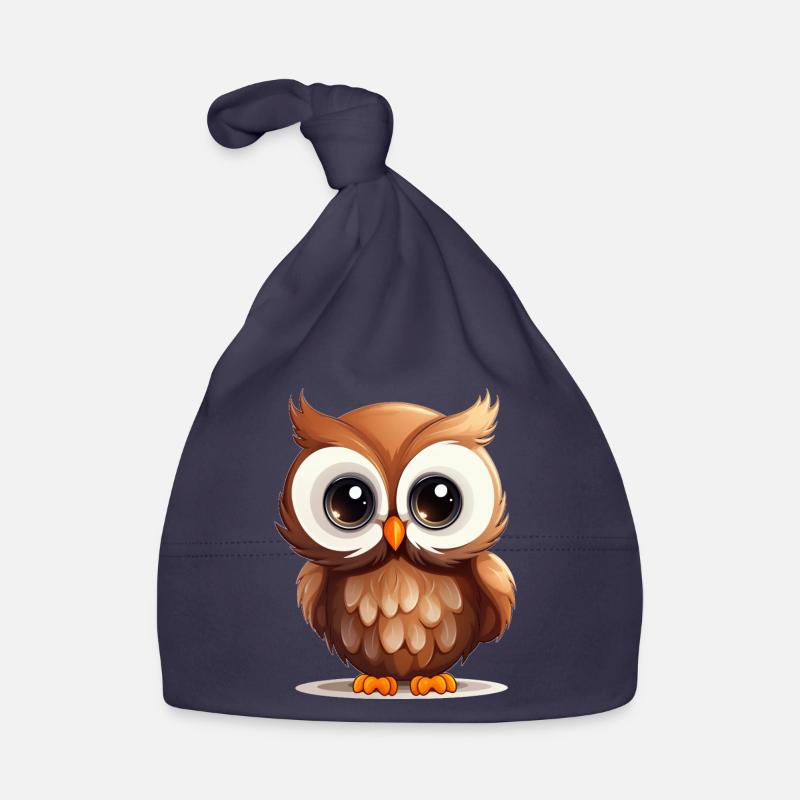 Hibou mignon - Bonnet bio Bébé - marine