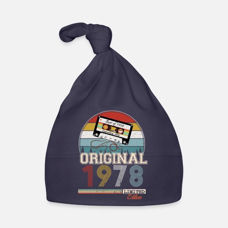 Cadeau rétro élégant : 1978 Vintage - Bonnet bio Bébé - marine