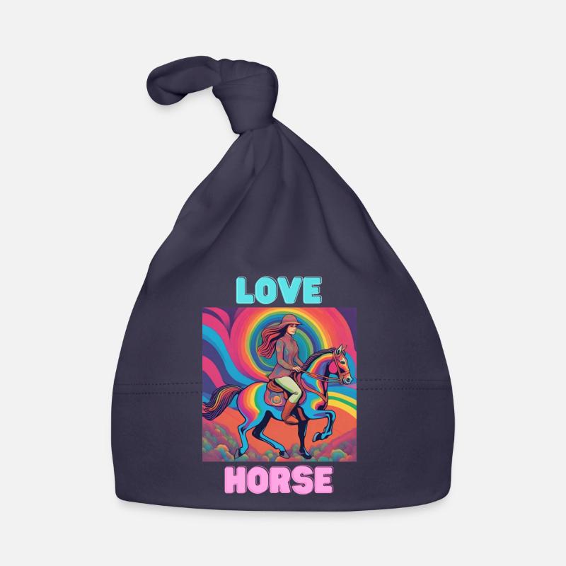 L’amour du cheval - Bonnet bio Bébé - marine
