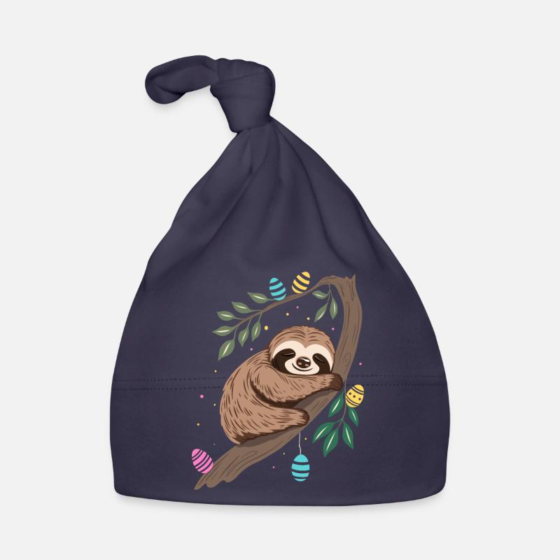 Easter Sloth with Easter Eggs Organic Baby Cap