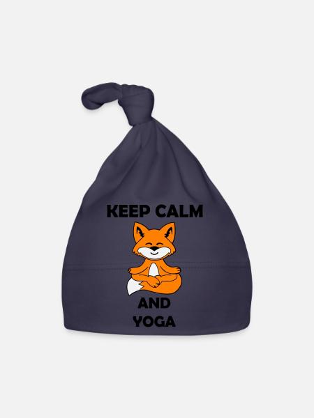 Yoga Fox Keep Calm - Organic Baby Cap - navy - Front