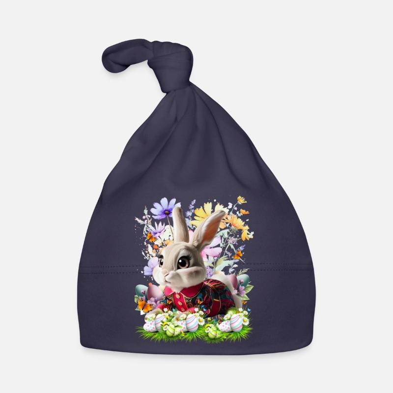 Le lapin de Pâques dans le champ de fleurs Bonnet bio Bébé