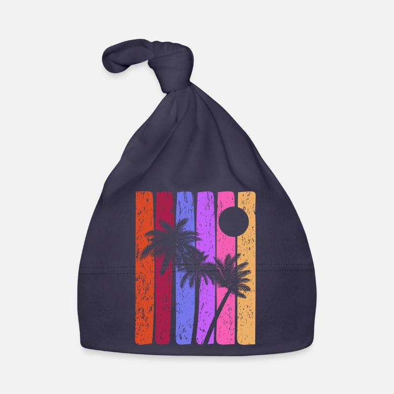 Rayures tropicales coucher de soleil Bonnet bio Bébé