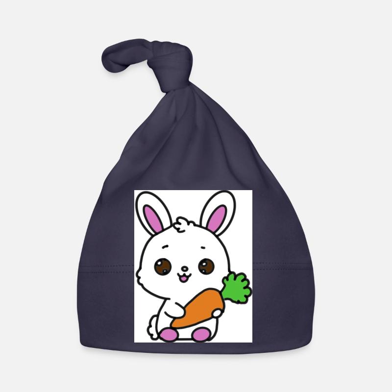 Lapin kawaï  - Bonnet bio Bébé - marine