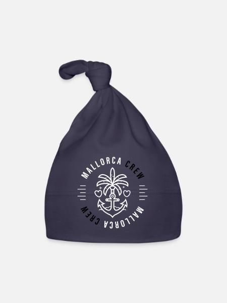Mallorca Crew Anker Palme Herz - Baby Bio-Mütze - Navy - Vorne