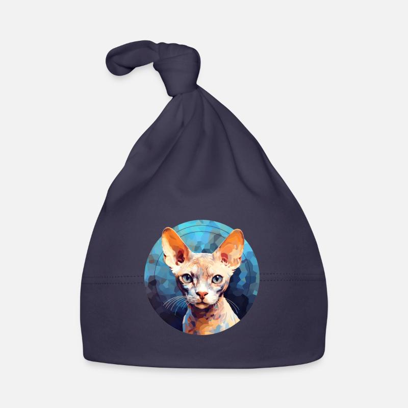 Devon Rex Cat - Organic Baby Cap - navy