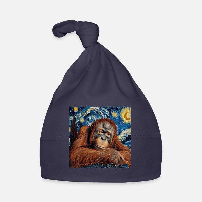 Orangutan, Monkey, Van Gogh, Starry Night, Gift Organic Baby Cap