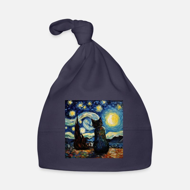 Chat, Motif De Chat, Van Gogh, Nuit Étoilée Bonnet bio Bébé