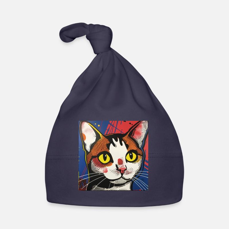chat, motif de chat, bande dessinée, cadeau, idées cadeaux Bonnet bio Bébé