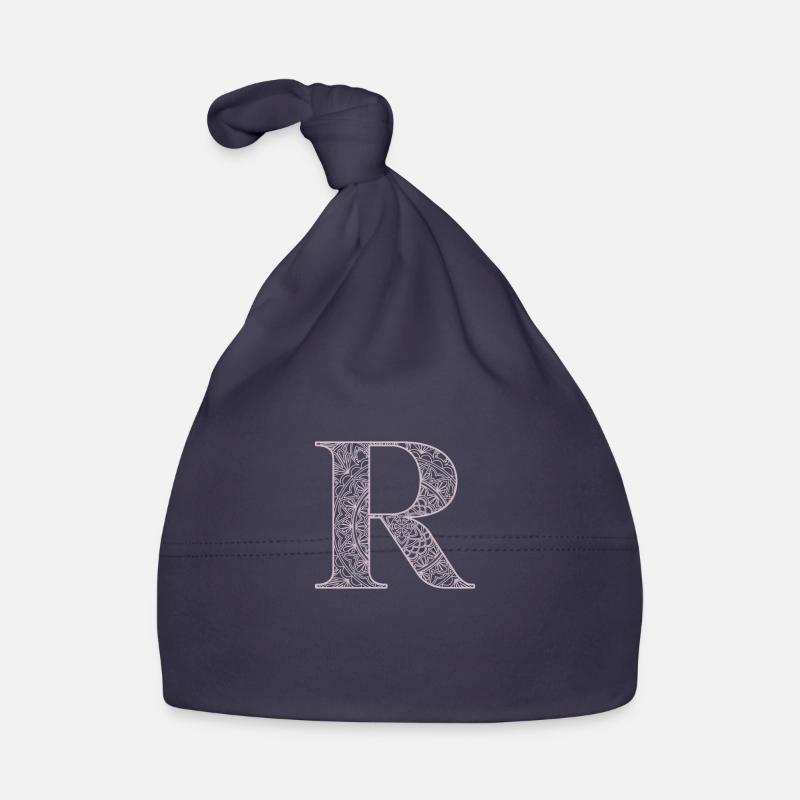 Mandala Monogram Initial in Dusky Pink - Letter R Organic Baby Cap