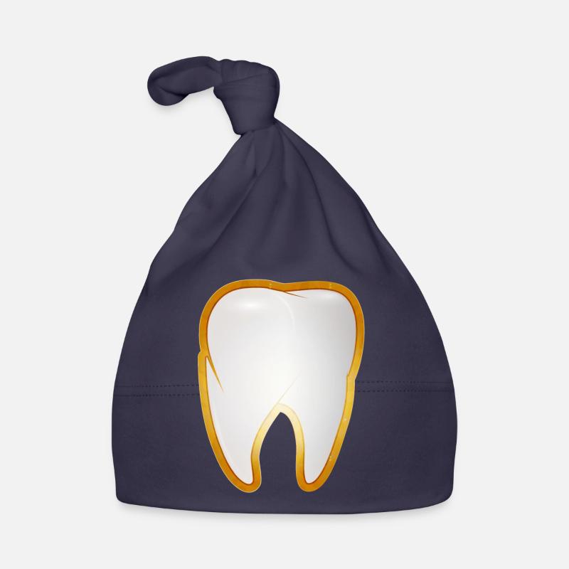 Une dent dans le cadre doré style de dent d’or - Bonnet bio Bébé - marine