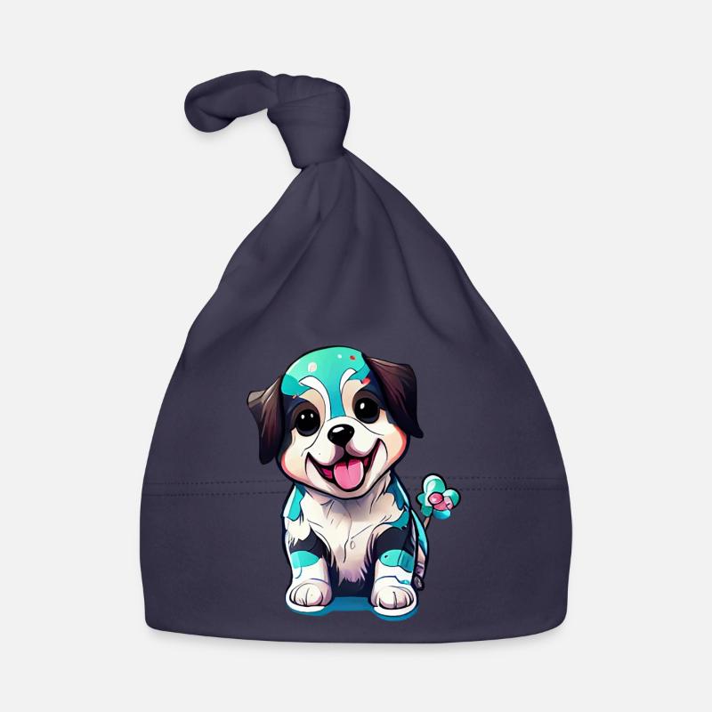 Mignonnerie sous forme de chien. Vigoureux et vibrant - Bonnet bio Bébé - marine