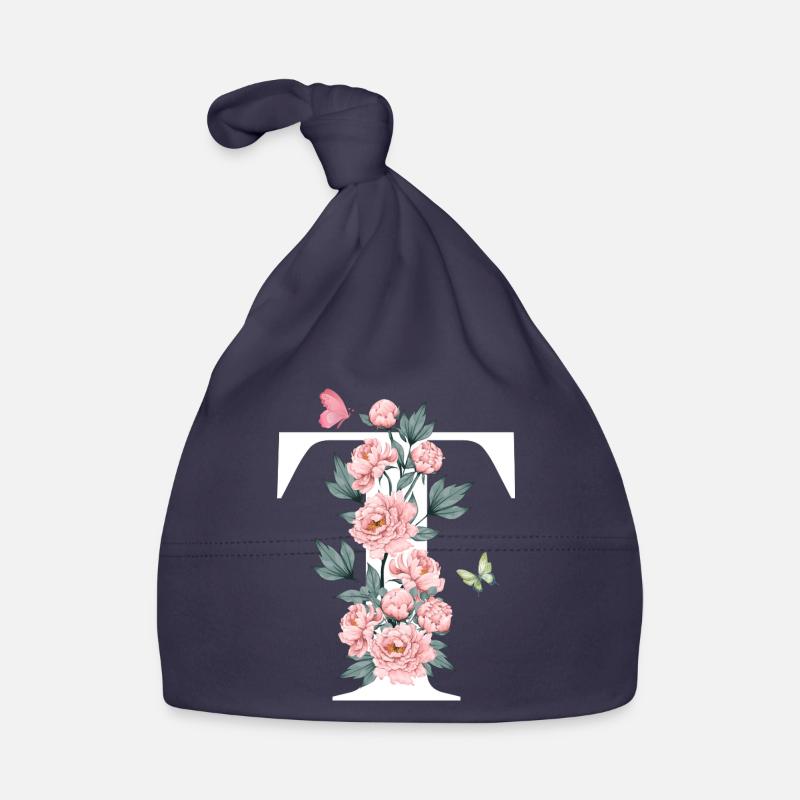 Buchstabe t Rosa Blumen Baby Bio-Mütze