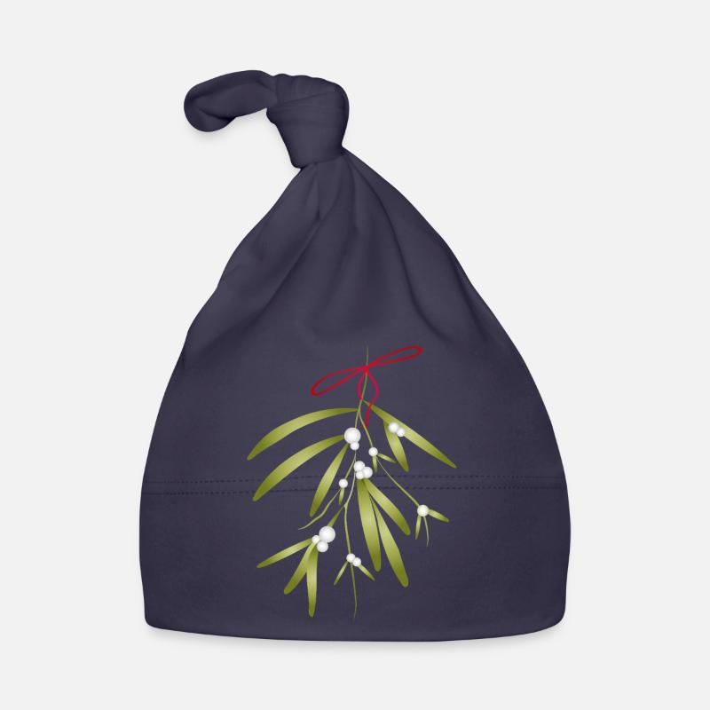 Gui et baies blanches illustrés de manière festive Bonnet bio Bébé