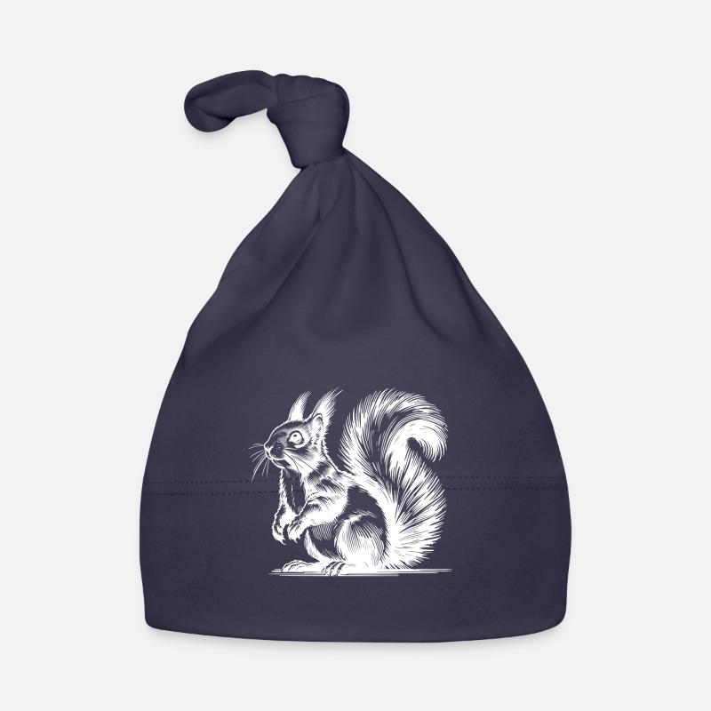 Cuddly Squirrel Pencil Stroke Sketch Organic Baby Cap