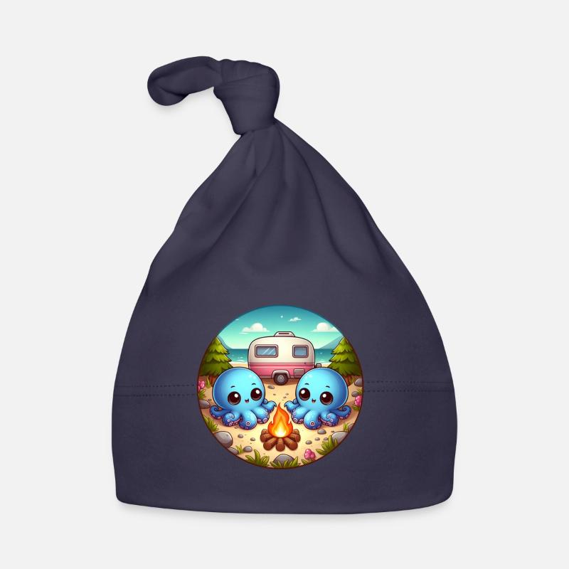 Camping octopus with caravan Organic Baby Cap