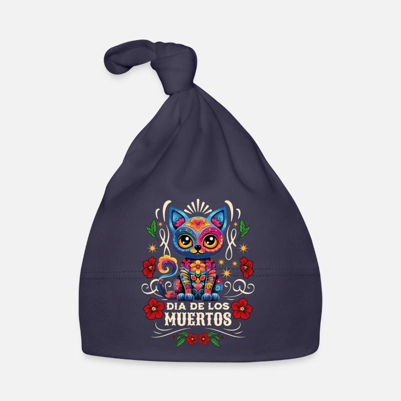Dia De Los Muertos Meowtos Katze Bunt Blumen Baby Bio-Mütze