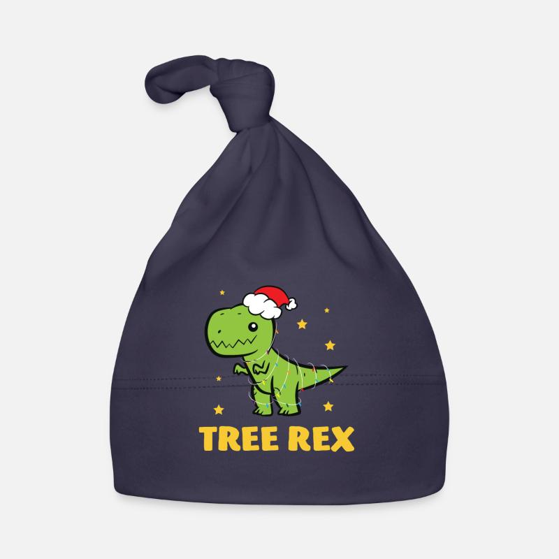 T-Rex - Tree Rex String Light Star Christmas Hat Organic Baby Cap
