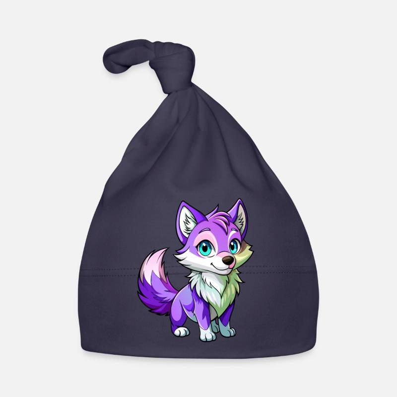 Bébé loup violet - Bonnet bio Bébé - marine