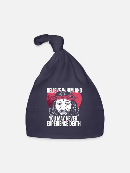 Christ Christianisme Cœur - Bonnet bio Bébé - marine - Devant