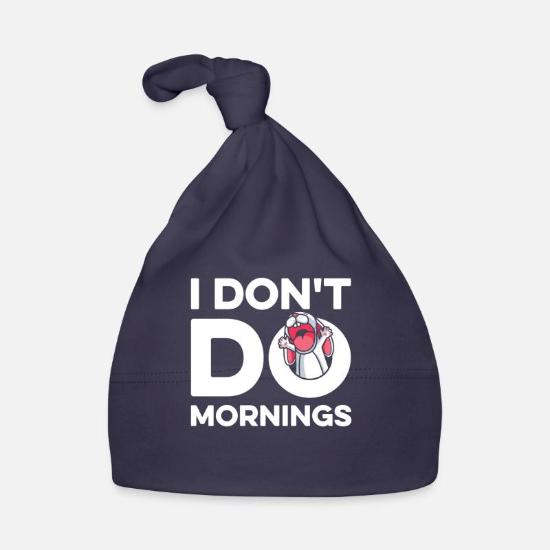 Bunny Rabbit Funny I Don't Do Mornings Organic Baby Cap