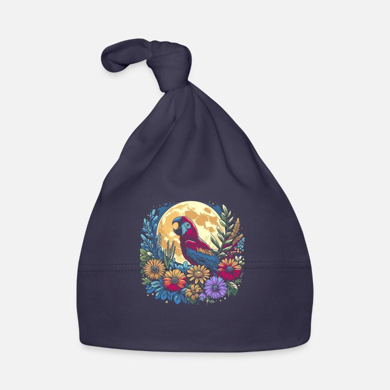 Perroquet Fleurs sauvages Lune florale Bonnet bio Bébé