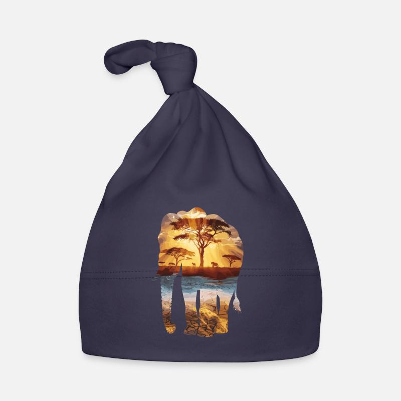 Majestueuse silhouette d’éléphant de savane avec Bonnet bio Bébé