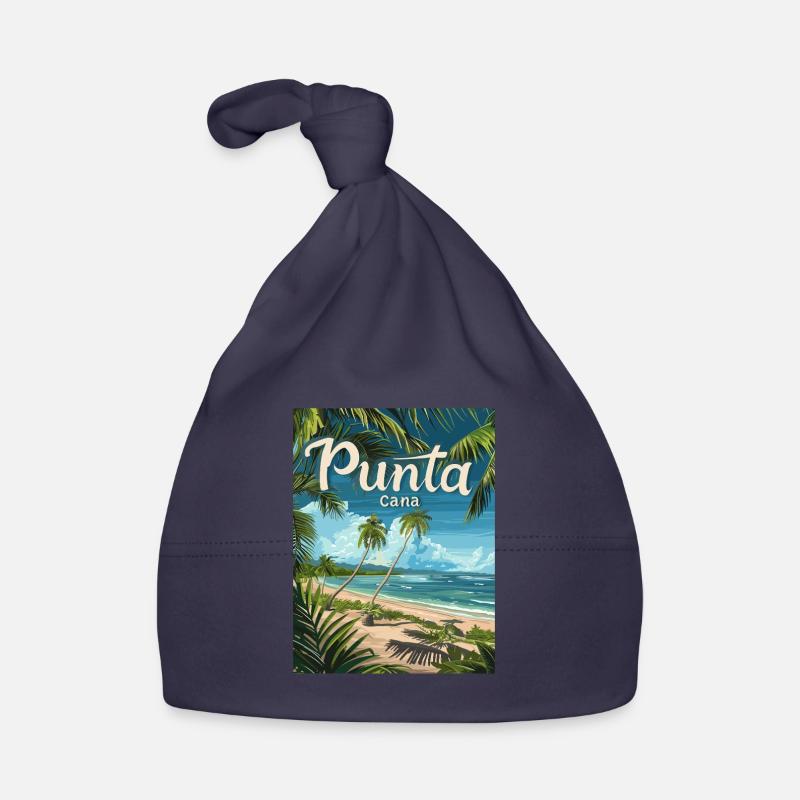 Tropical Punta Cana Beach Palmiers paradisiaques - Bonnet bio Bébé - marine