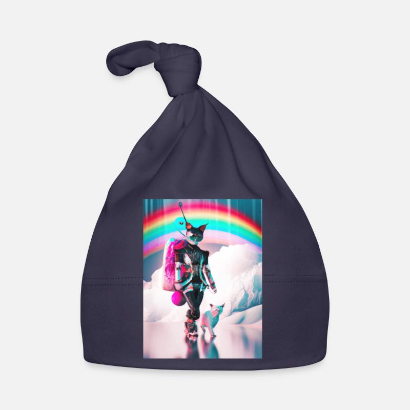 Cyborg Cats Sci-fi Geisha Idée cadeau - Bonnet bio Bébé - marine