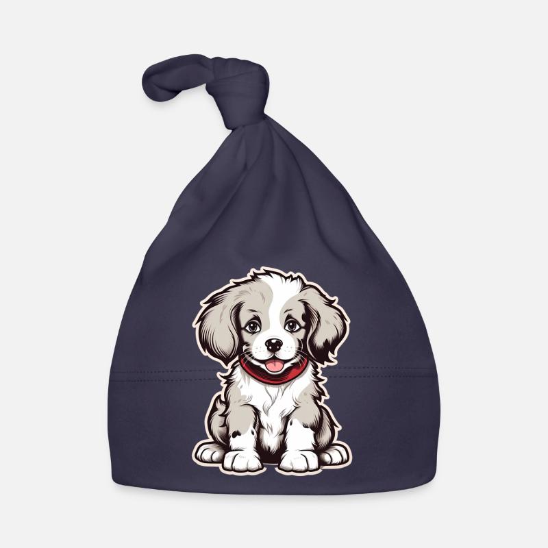 Chiot mignon - Bonnet bio Bébé - marine