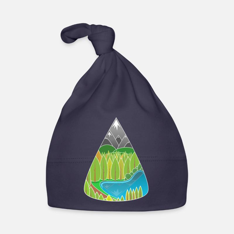 Magie de la forêt du lac des Alpes - Bonnet bio Bébé - marine