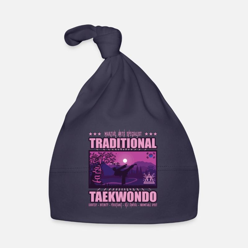 Taekwondo Corée Design, rose et violet Bonnet bio Bébé