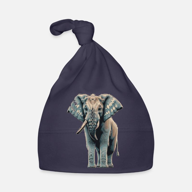 Éléphant bleu - Bonnet bio Bébé - marine