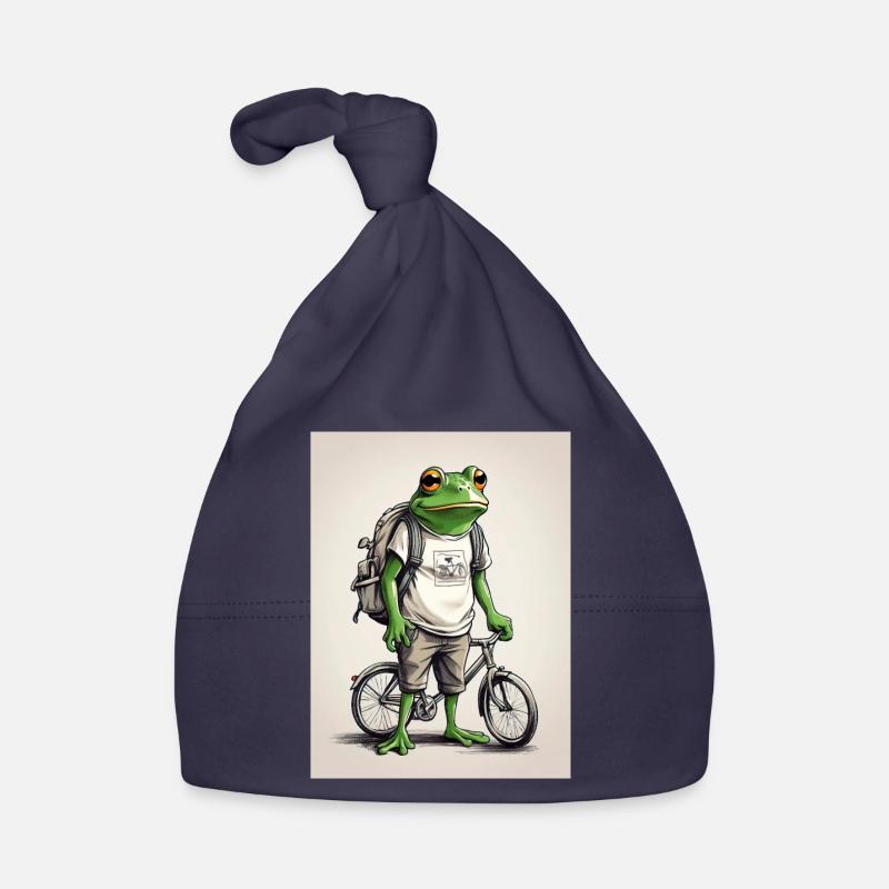 Frog on a bicycle Organic Baby Cap