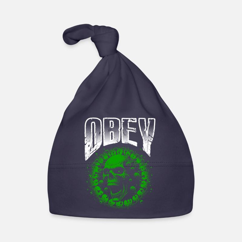 Obéir Illustration Crâne de virus vert gras Bonnet bio Bébé